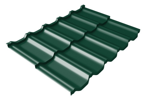 Металлочерепица модульная квинта Uno Grand Line c 3D резом 0,5 Satin RAL 6005 зеленый мох - фото - 1