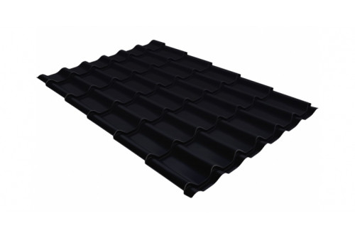 Металлочерепица классик Grand Line 0,5 GreenCoat Pural BT, matt RR 33 черный (RAL 9005 черный) - фото - 1