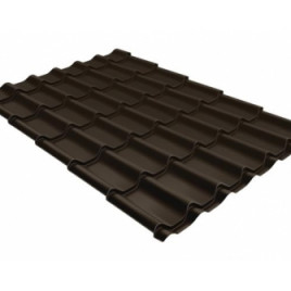 Металлочерепица классик Grand Line 0,5 GreenCoat Pural BT RR 32 темно-коричневый (RAL 8019 серо-коричневый) - фото - 1