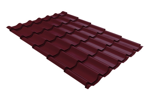 Металлочерепица классик Grand Line 0,5 PurLite Matt RAL 3005 красное вино - фото - 1