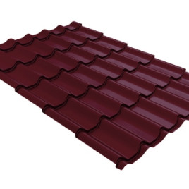 Металлочерепица классик Grand Line 0,5 PurLite Matt RAL 3005 красное вино - фото - 1