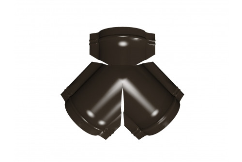 Тройник Y конька полукруглого GreenCoat Pural BT, matt с пленкой RR 32 темно-коричневый (RAL 8019 серо-коричневый) - фото - 1