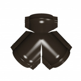 Тройник Y малого конька полукруглого GreenCoat Pural BT, matt с пленкой RR 32 темно-коричневый (RAL 8019 серо-коричневый) - фото - 1