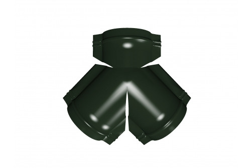 Тройник Y малого конька полукруглого GreenCoat Pural BT, matt с пленкой RR 11 темно-зеленый (RAL 6020 хромовая зелень) - фото - 1