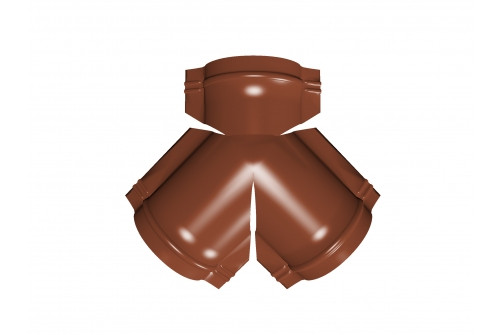 Тройник Y конька полукруглого Velur с пленкой RAL 8004 терракота - фото - 1