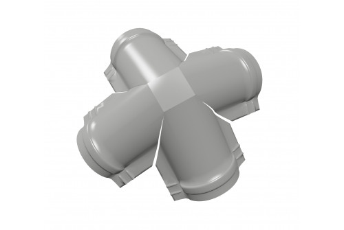 Четверник конька полукруглого Satin с пленкой RAL 9006бело-алюминиевый - фото - 1