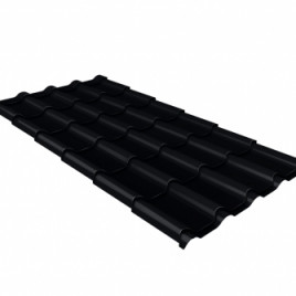 Металлочерепица камея 0,5 Satin Matt RAL 9005 черный - фото - 1