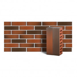 Клинкер фасадный темно-красный флэшинг б/ф 0,54NF гладкий - фото - 1