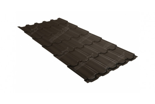 Металлочерепица квинта плюс 0,5 GreenCoat Pural BT RR 32 темно-коричневый (RAL 8019 серо-коричневый) - фото - 1