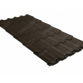 Металлочерепица квинта плюс 0,5 GreenCoat Pural BT RR 32 темно-коричневый (RAL 8019 серо-коричневый) - фото - 1