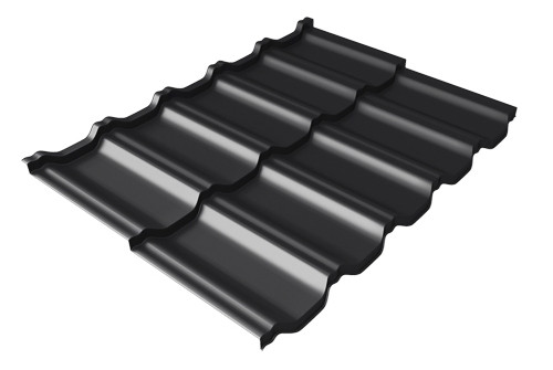Металлочерепица модульная квинта Uno Grand Line c 3D резом 0,5 Rooftop Бархат RAL 9005 черный - фото - 1