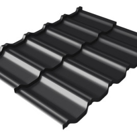 Металлочерепица модульная квинта Uno Grand Line c 3D резом 0,5 Rooftop Бархат RAL 9005 черный - фото - 1