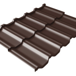 Металлочерепица модульная квинта Uno Grand Line c 3D резом 0,5 Rooftop Бархат RAL 8017 шоколад - фото - 1