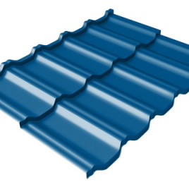 Металлочерепица модульная квинта Uno Grand Line c 3D резом 0,5 Satin RAL 5005 сигнальный синий - фото - 1