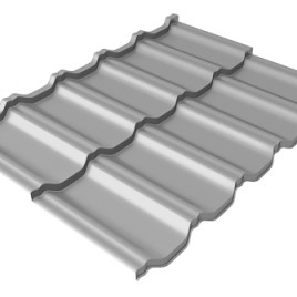 Металлочерепица модульная квинта Uno Grand Line c 3D резом 0,5 Satin RAL 7004 сигнальный серый - фото - 1