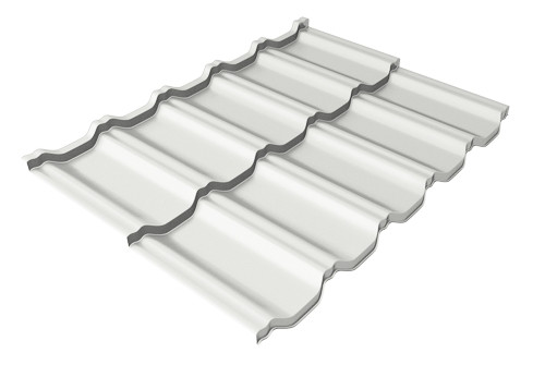 Металлочерепица модульная квинта Uno Grand Line c 3D резом 0,5 Satin RAL 9003 сигнальный белый - фото - 1