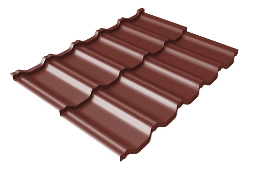 Металлочерепица модульная квинта Uno Grand Line c 3D резом 0,5 Satin RAL 3009 оксидно-красный - фото - 1