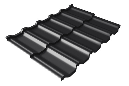 Металлочерепица модульная квинта Uno Grand Line c 3D резом 0,5 Satin Matt RAL 9005 черный - фото - 1