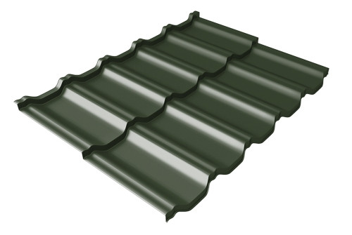 Металлочерепица модульная квинта Uno Grand Line c 3D резом 0,5 GreenСoat Pural RR 11 темно-зеленый (RAL 6020 хромовая зелень) - фото - 1