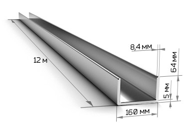 Швеллер 16П стальной 12 метров - фото - 1