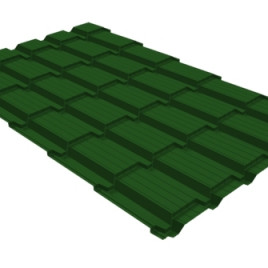 Металлочерепица Верховье квадро профи Grand Line 0,45 PE RAL 6002 лиственно-зеленый - фото - 1