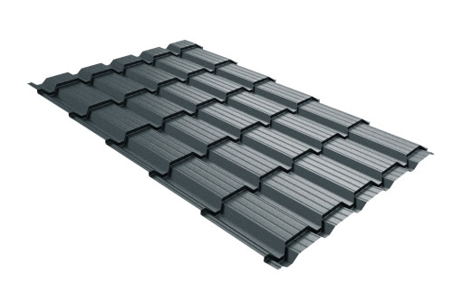 Металлочерепица Верховье квадро профи Grand Line 0,5 GreenCoat Pural BT, matt RR2H3 (RAL 7016 антрацитово-серый) - фото - 1