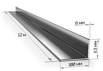 Уголок неравнополочный 100х63х8 мм 12 метров - фото - 1