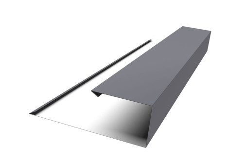 Планка торцевая страховочная Grand Line 0,5 Satin с пленкой RAL 7004 сигнальный серый (2м) - фото - 1